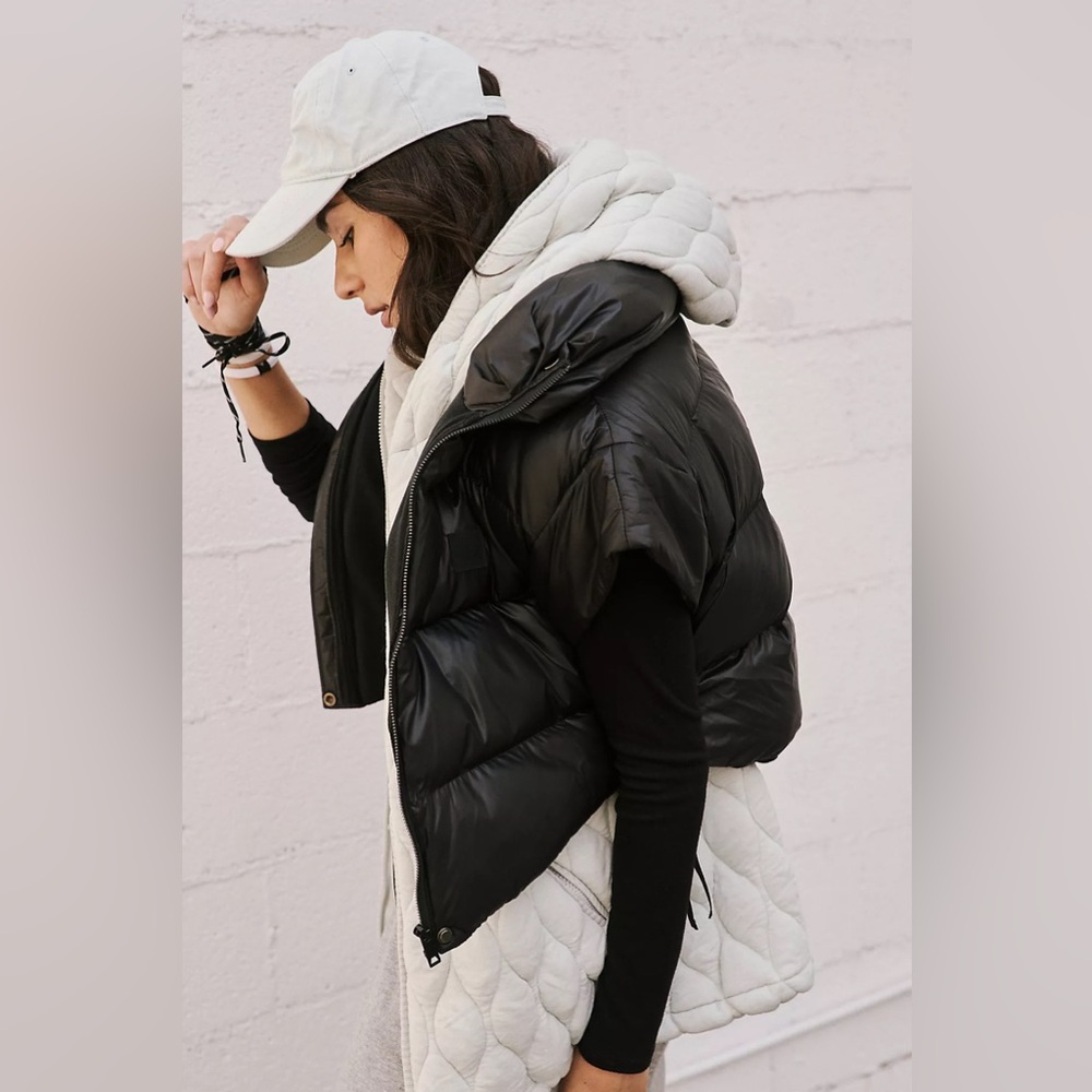 Free People Black Puffer Quilted Vest